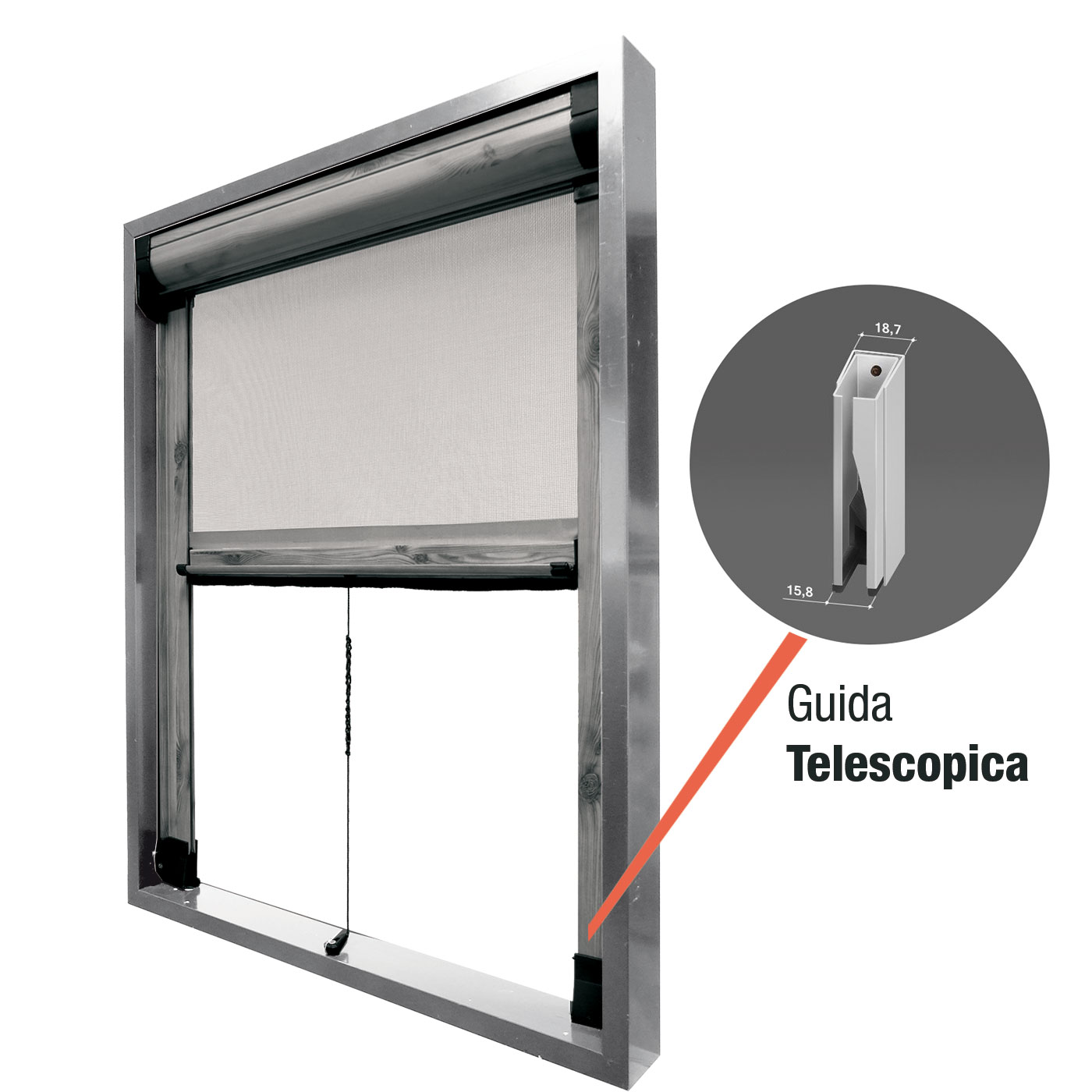Zanzariere a scorrimento verticale Rica-Molly 55 con guida telescopica